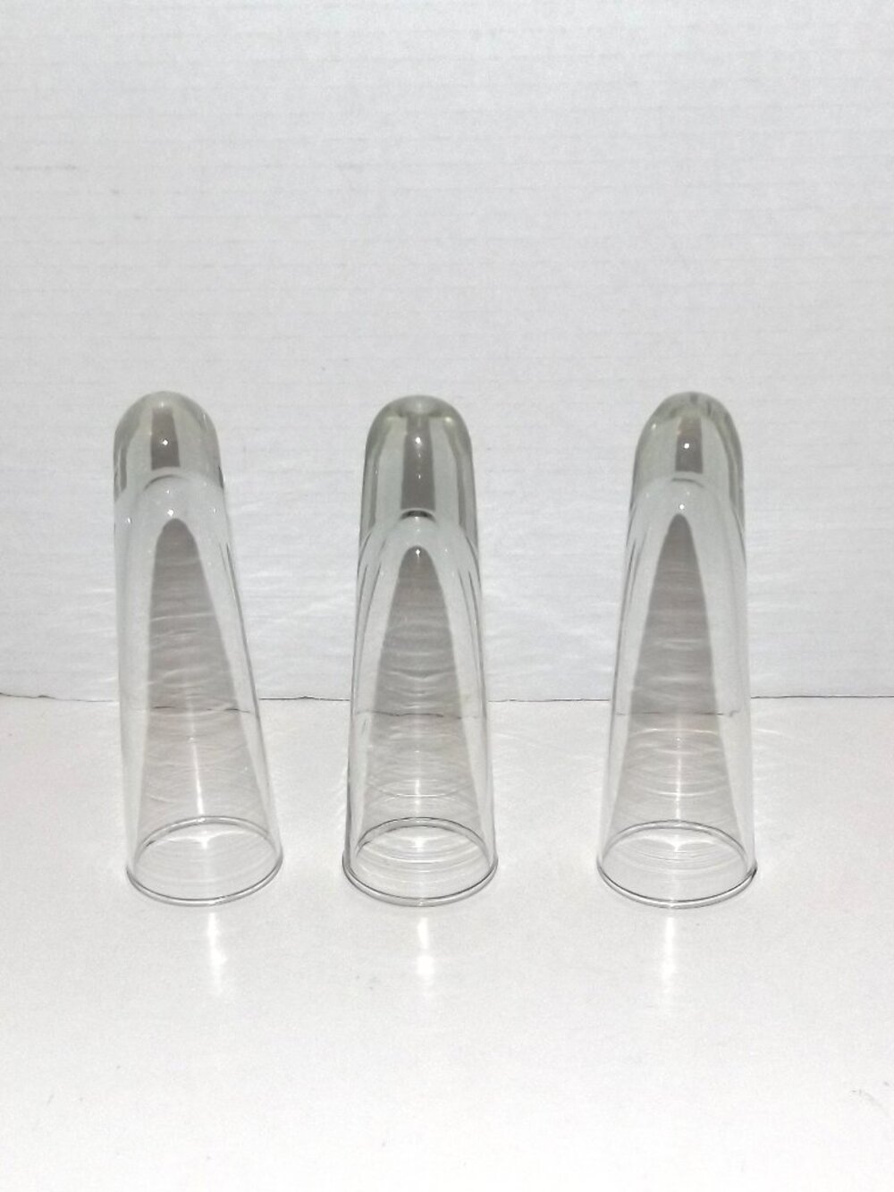 Set of 3 Vintage 5” Clear Glass Cone Bud Vase Replacement Holders